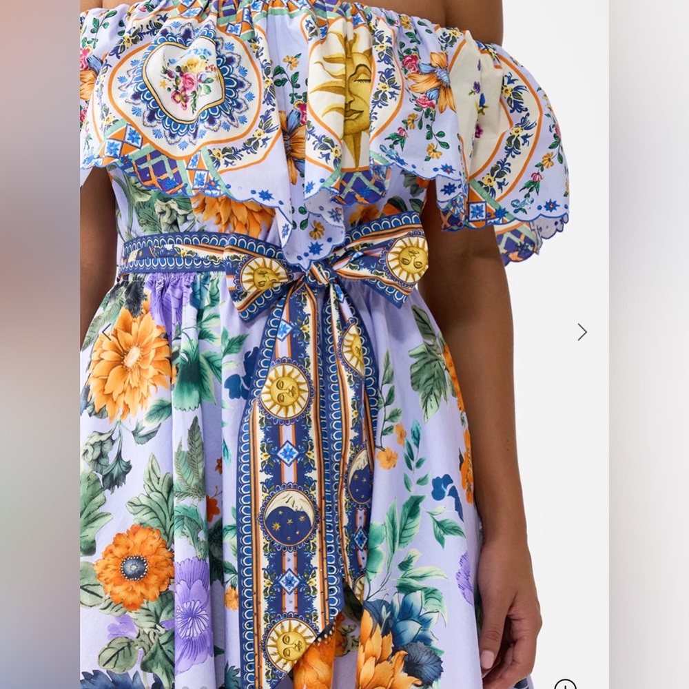 NEW Camilla Luscious in Lisbon Floral Off-Shoulder Frill Resort Dress Sz XS US4 - Picture 4 of 13